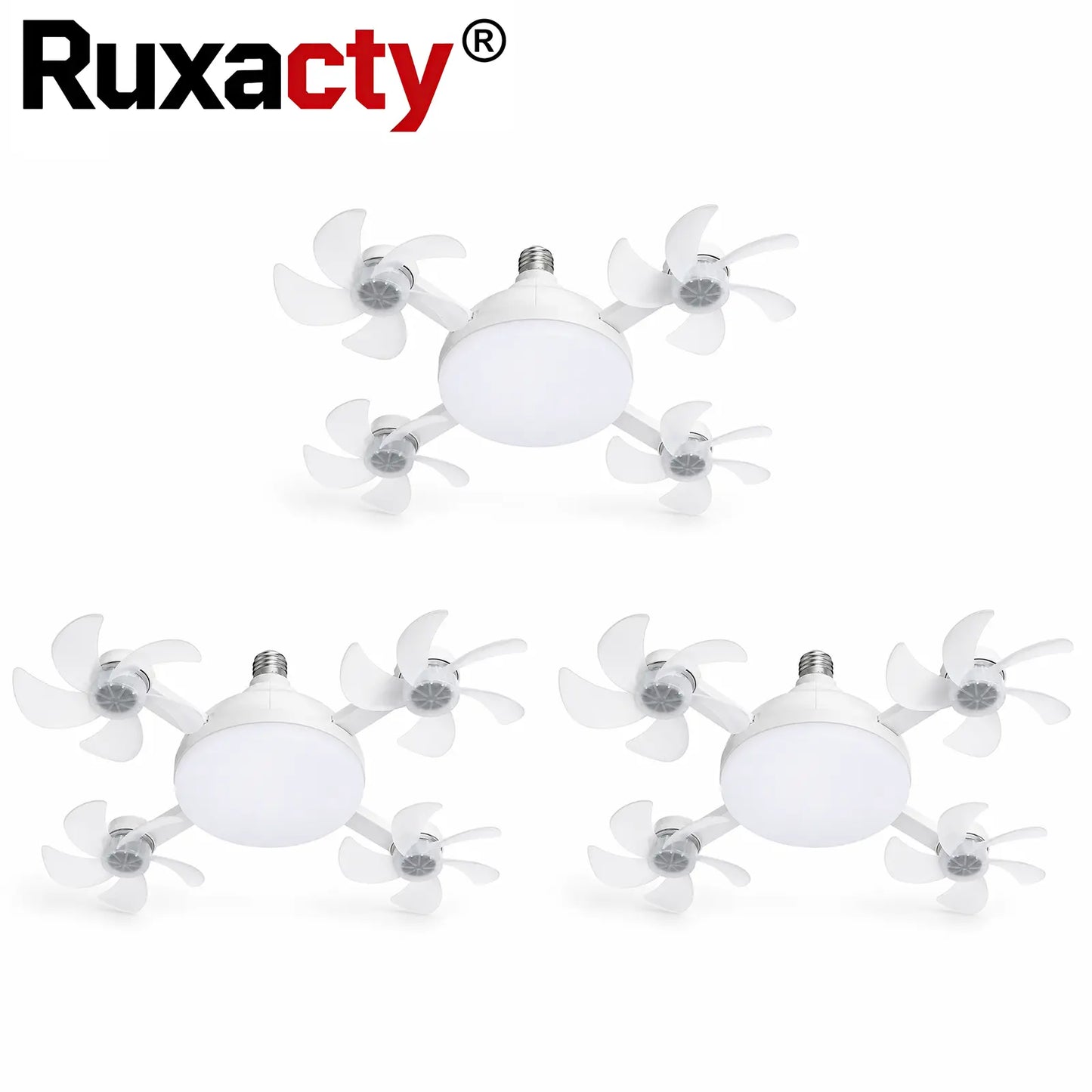 Ruxacty Screw in Ceiling Fan Light with Remote Control 19.7 Inch Foldable LED Socket Fan Light E26 Medium Base Ceiling Fan with 4 Fan Blades Quiet Airflow Bright Lighting Easy Installation for Bedroom Kitchen Garage Office and Dorm