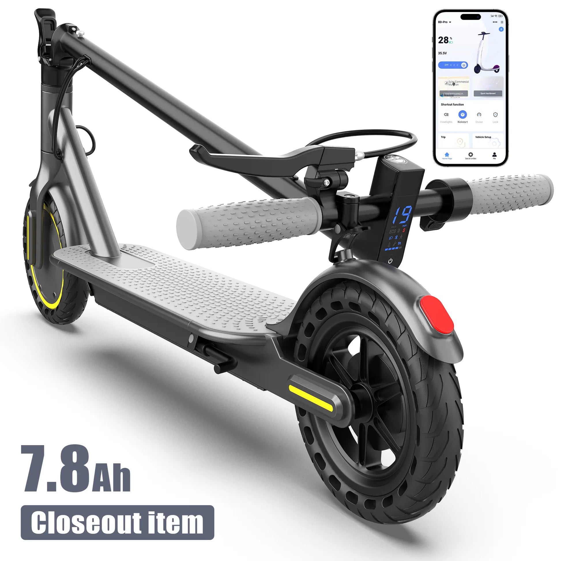 Electric Scooter - 350W Motor, 36V Battery, 19Mph Max Speed, 4-Speed, 12-15 Mi Range, App-Controlled, Dual ABS Brakes, Portable Foldable, Fitness for Everyone, Ideal Gift for Family & Friends