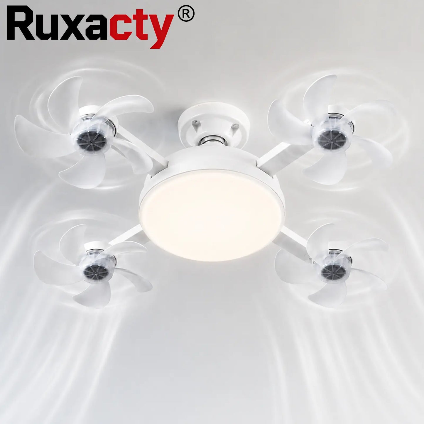 Ruxacty Screw in Ceiling Fan Light with Remote Control 19.7 Inch Foldable LED Socket Fan Light E26 Medium Base Ceiling Fan with 4 Fan Blades Quiet Airflow Bright Lighting Easy Installation for Bedroom Kitchen Garage Office and Dorm