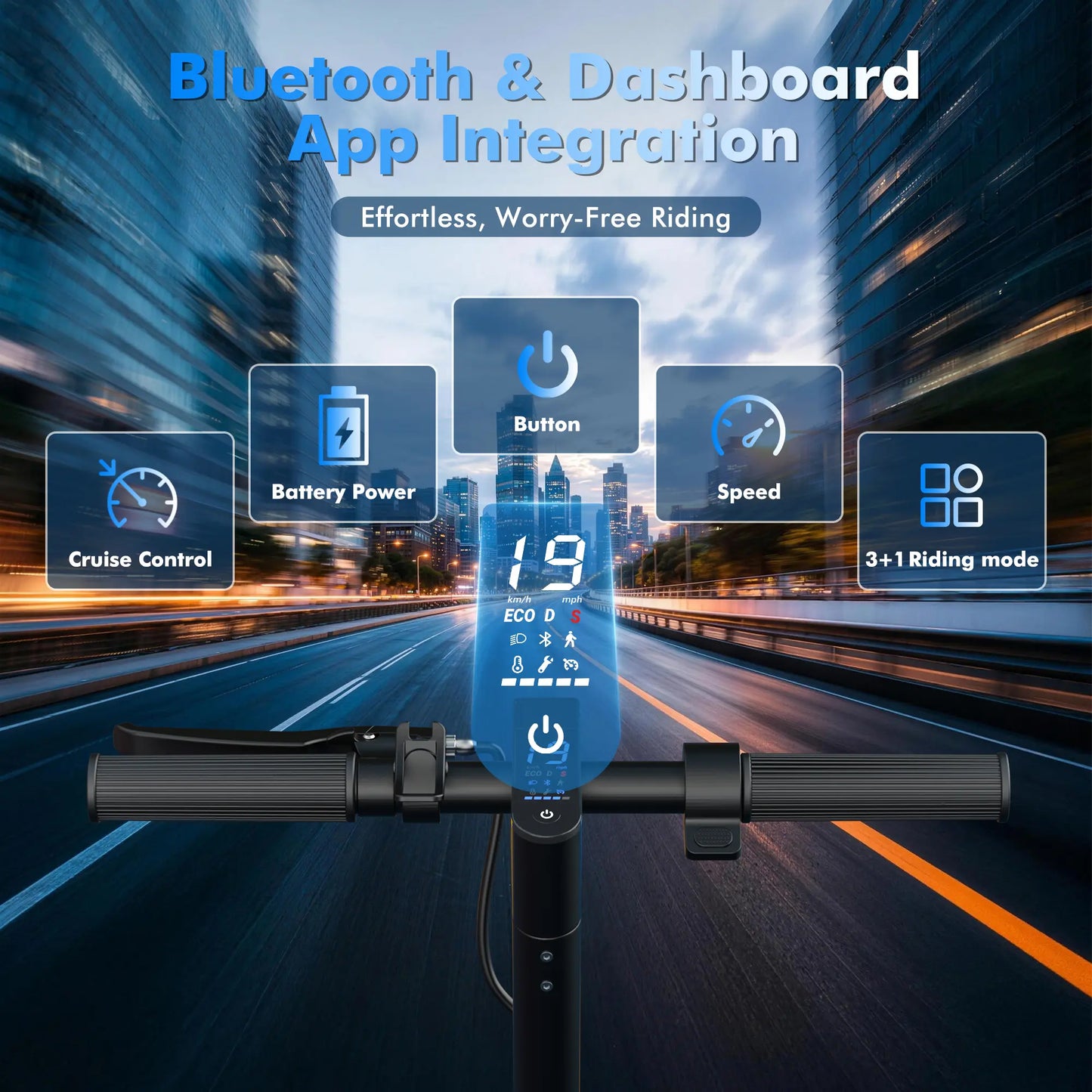 Electric Scooter - 350W Motor, 36V Battery, 19Mph Max Speed, 4-Speed, 12-15 Mi Range, App-Controlled, Dual ABS Brakes, Portable Foldable, Fitness for Everyone, Ideal Gift for Family & Friends