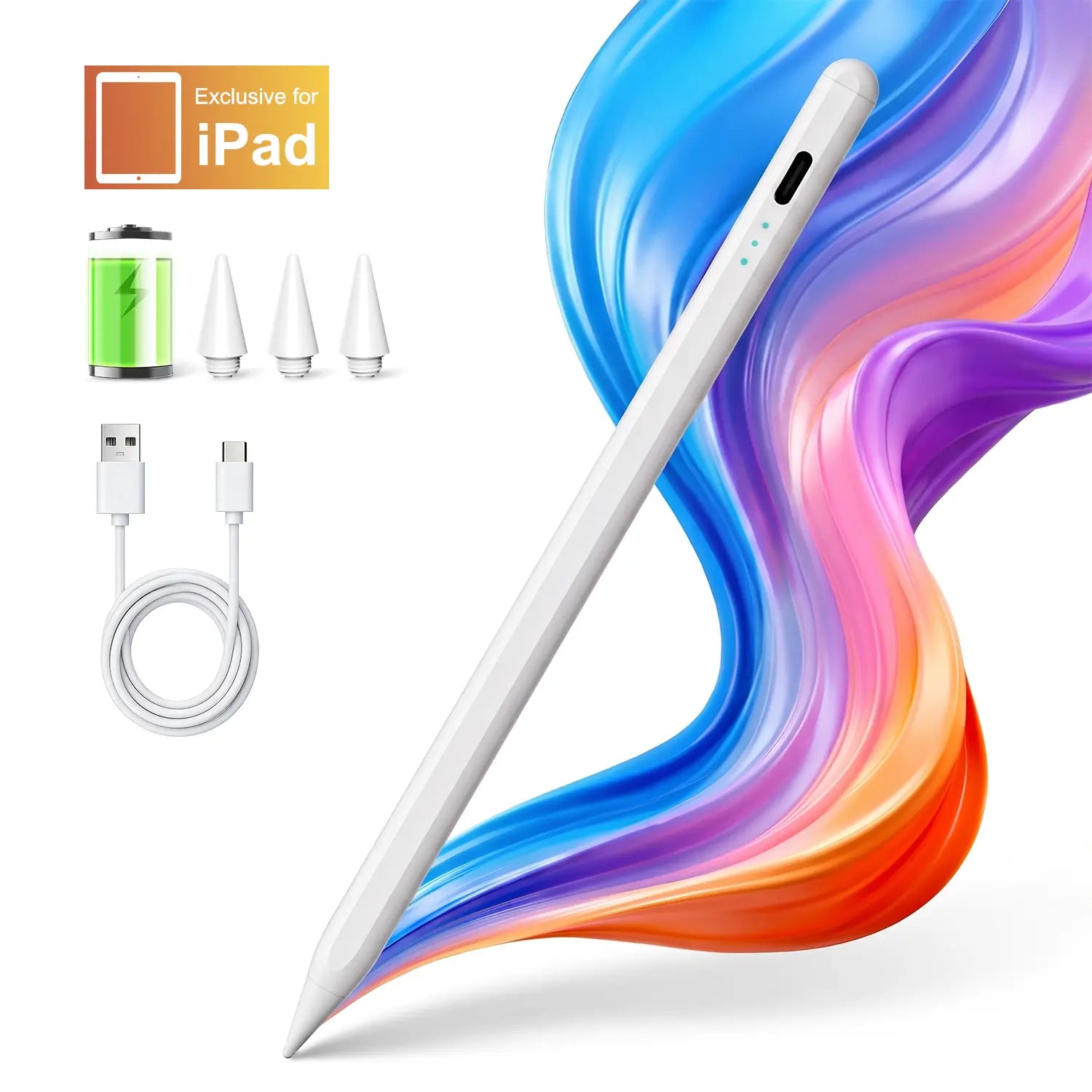 Pen for iPad (2018-2026) - High Precision, Tilt Sensitivity, Palm Rejection, Fast Charging, Magnetic Design for Note-Taking and Drawing on iPad 6-11/Air/Pro/Mini