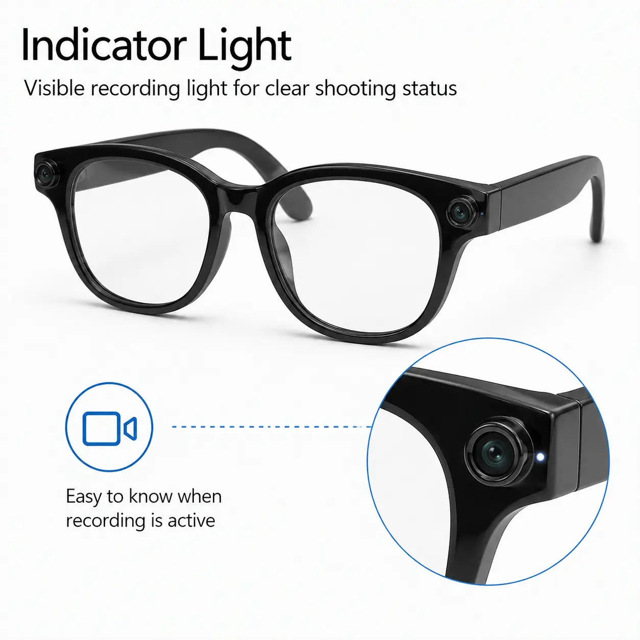 Y-AI Smart Glasses with Translation, 8MP Camera, Real-Time Recording, Wireless Calling and Voice Assistant