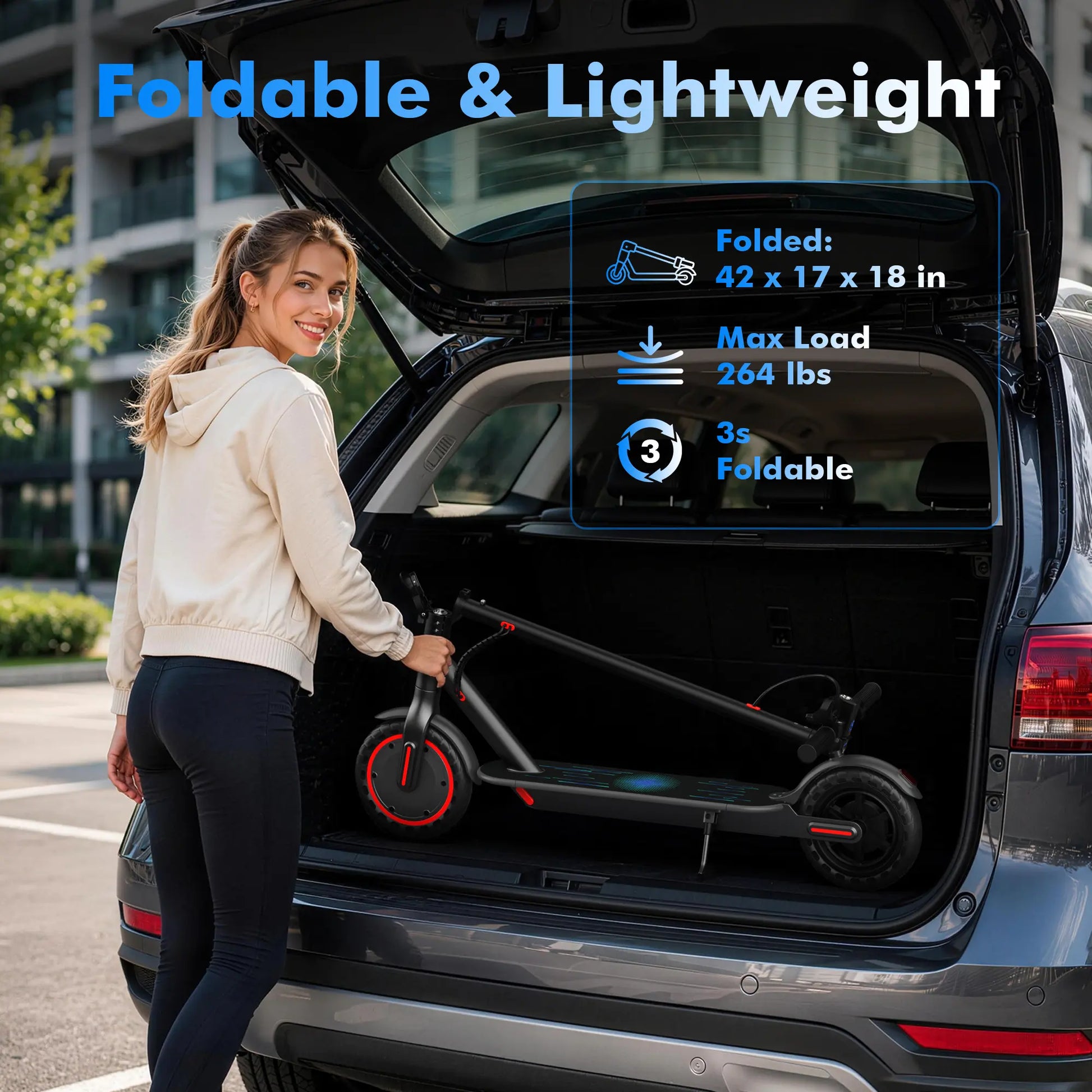 Electric Scooter - 350W Motor, 36V Battery, 19Mph Max Speed, 4-Speed, 12-15 Mi Range, App-Controlled, Dual ABS Brakes, Portable Foldable, Fitness for Everyone, Ideal Gift for Family & Friends