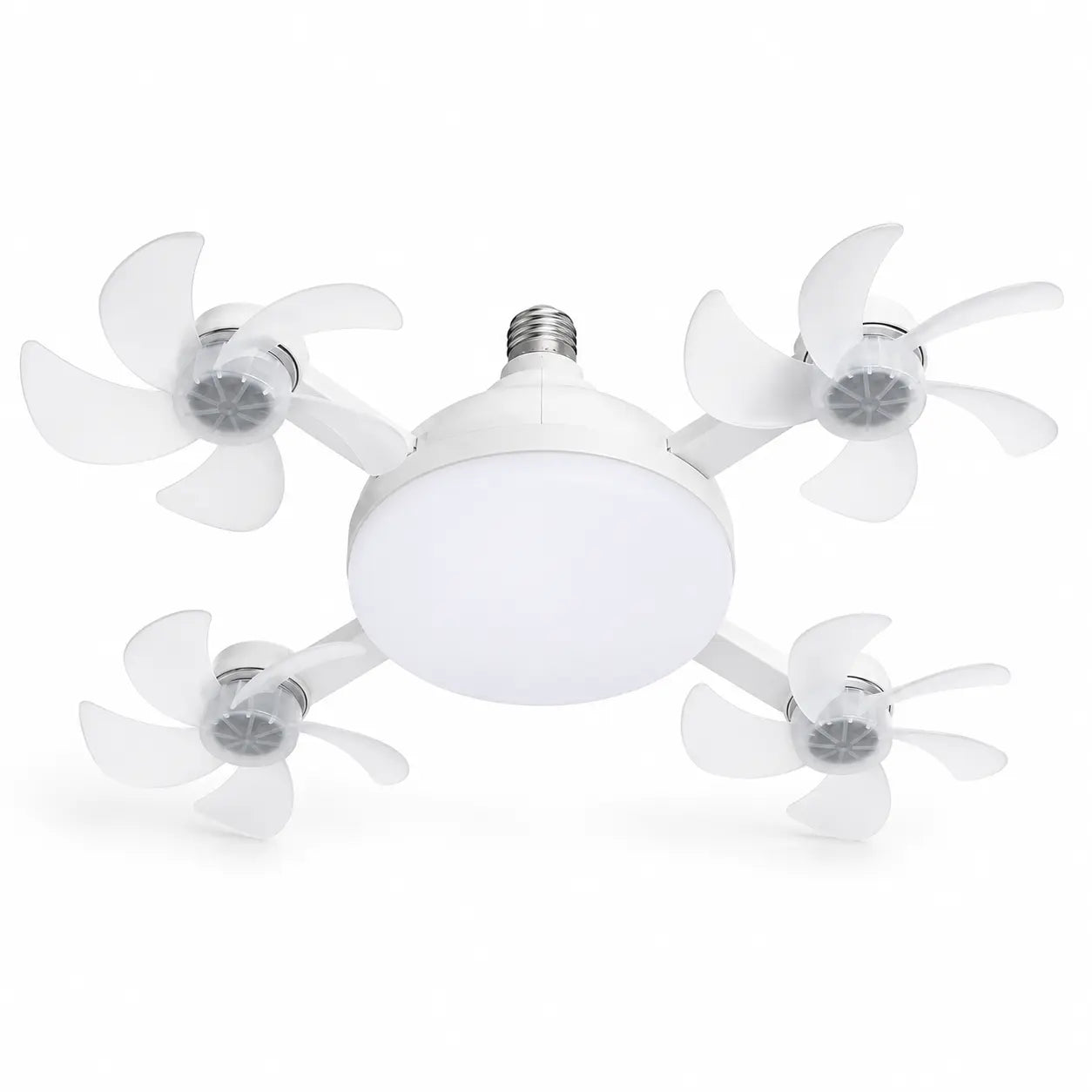 Ruxacty Screw in Ceiling Fan Light with Remote Control 19.7 Inch Foldable LED Socket Fan Light E26 Medium Base Ceiling Fan with 4 Fan Blades Quiet Airflow Bright Lighting Easy Installation for Bedroom Kitchen Garage Office and Dorm