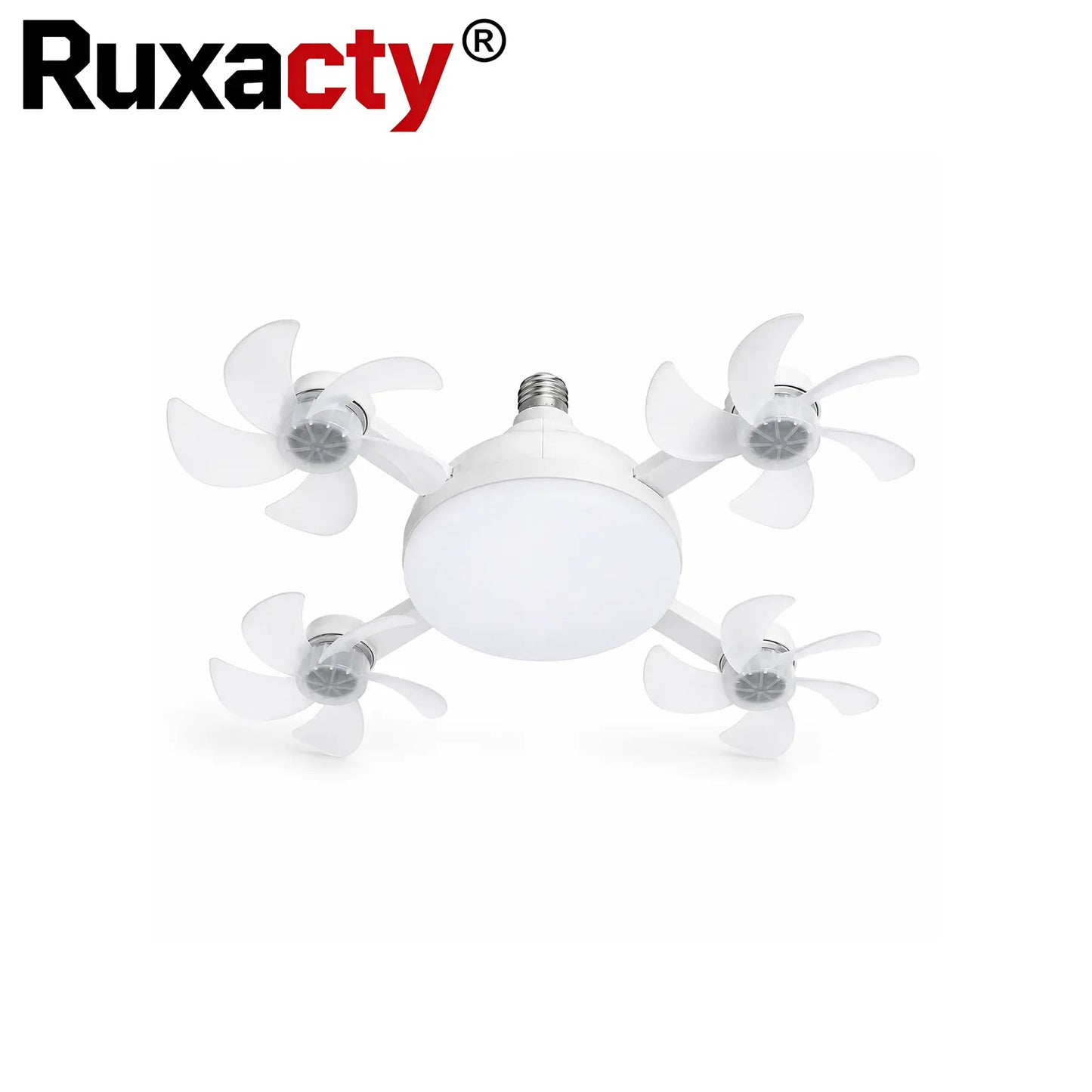 Ruxacty Screw in Ceiling Fan Light with Remote Control 19.7 Inch Foldable LED Socket Fan Light E26 Medium Base Ceiling Fan with 4 Fan Blades Quiet Airflow Bright Lighting Easy Installation for Bedroom Kitchen Garage Office and Dorm