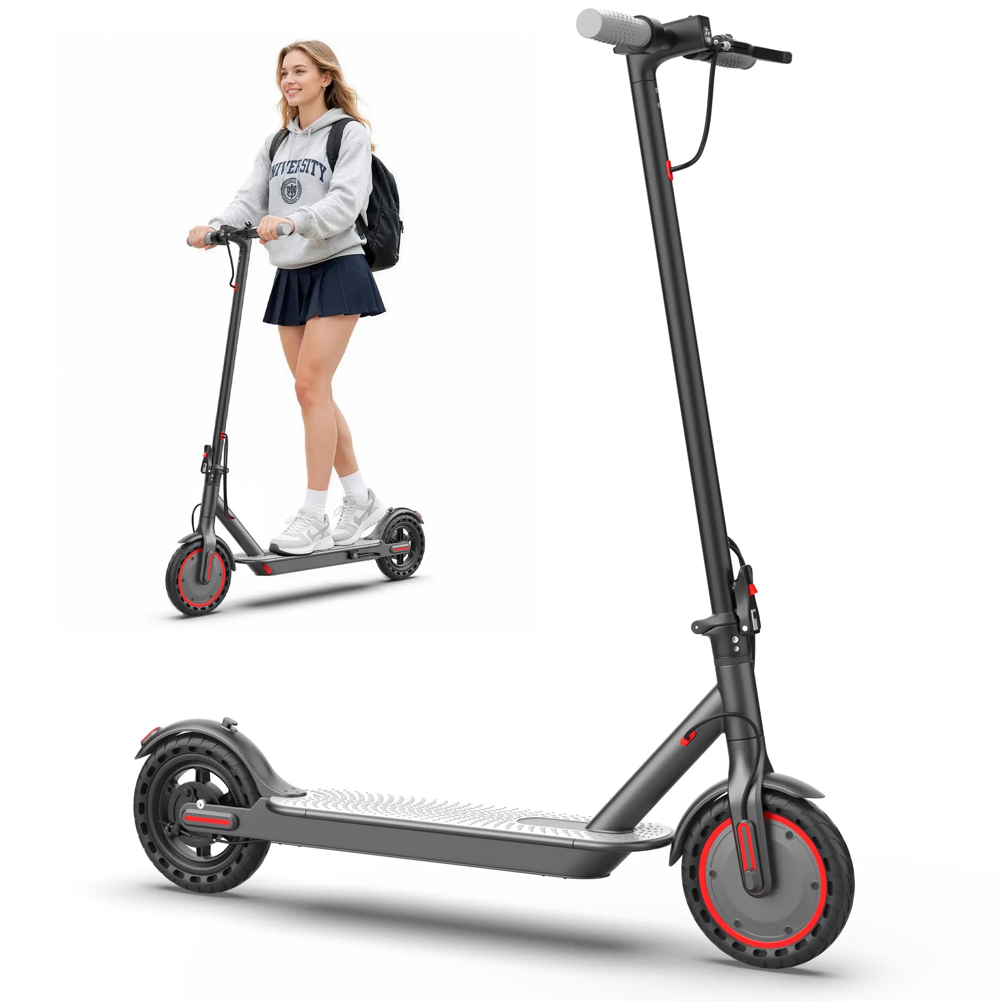 Electric Scooter - 350W Motor, 36V Battery, 19Mph Max Speed, 4-Speed, 12-15 Mi Range, App-Controlled, Dual ABS Brakes, Portable Foldable, Fitness for Everyone, Ideal Gift for Family & Friends