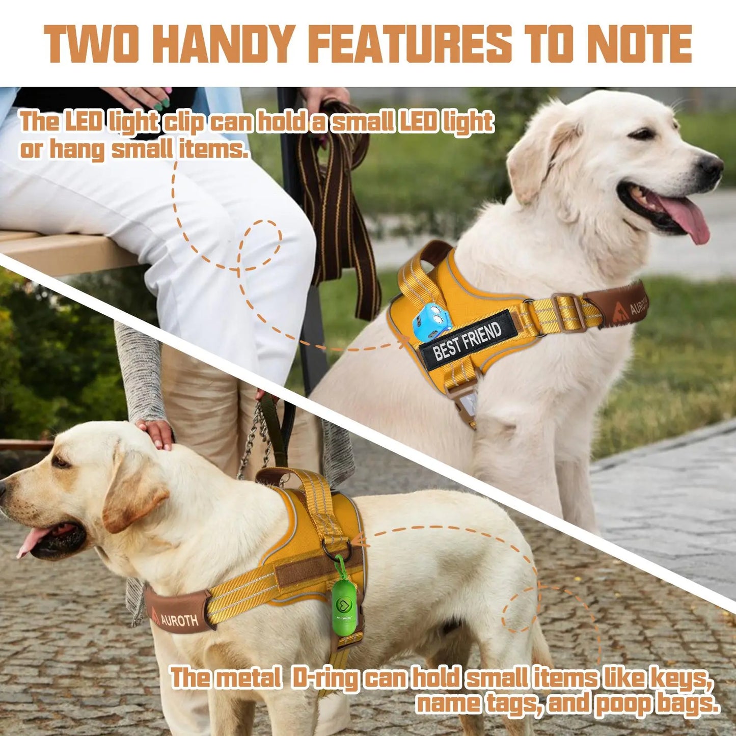 【#Summersale】Auroth No Pull Dog Harness Straps, Safety Harnesses for Dogs – Soft Padded Service Vest, Reflective, Adjustable, Easy on & off – Ideal for Walking & Training, Fits Small, Medium & Large Dogs