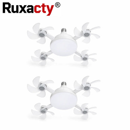 Ruxacty Screw in Ceiling Fan Light with Remote Control 19.7 Inch Foldable LED Socket Fan Light E26 Medium Base Ceiling Fan with 4 Fan Blades Quiet Airflow Bright Lighting Easy Installation for Bedroom Kitchen Garage Office and Dorm