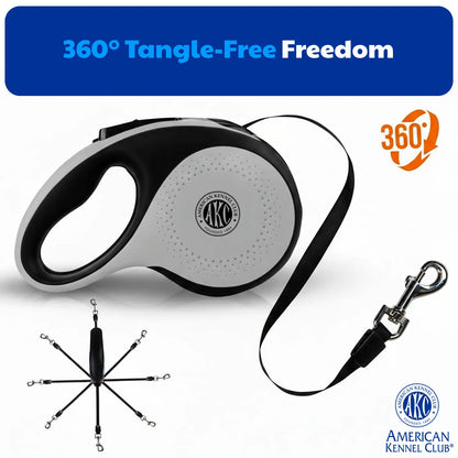 American Kennel Club Tangle-Free Retractable Dog Leash, 16.4 Ft, Suitable for Medium Dogs up to 66 Lbs