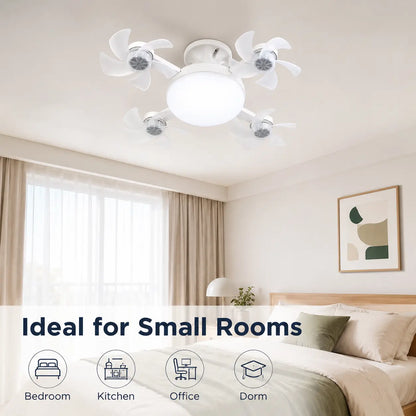 Ruxacty Screw in Ceiling Fan Light with Remote Control 19.7 Inch Foldable LED Socket Fan Light E26 Medium Base Ceiling Fan with 4 Fan Blades Quiet Airflow Bright Lighting Easy Installation for Bedroom Kitchen Garage Office and Dorm