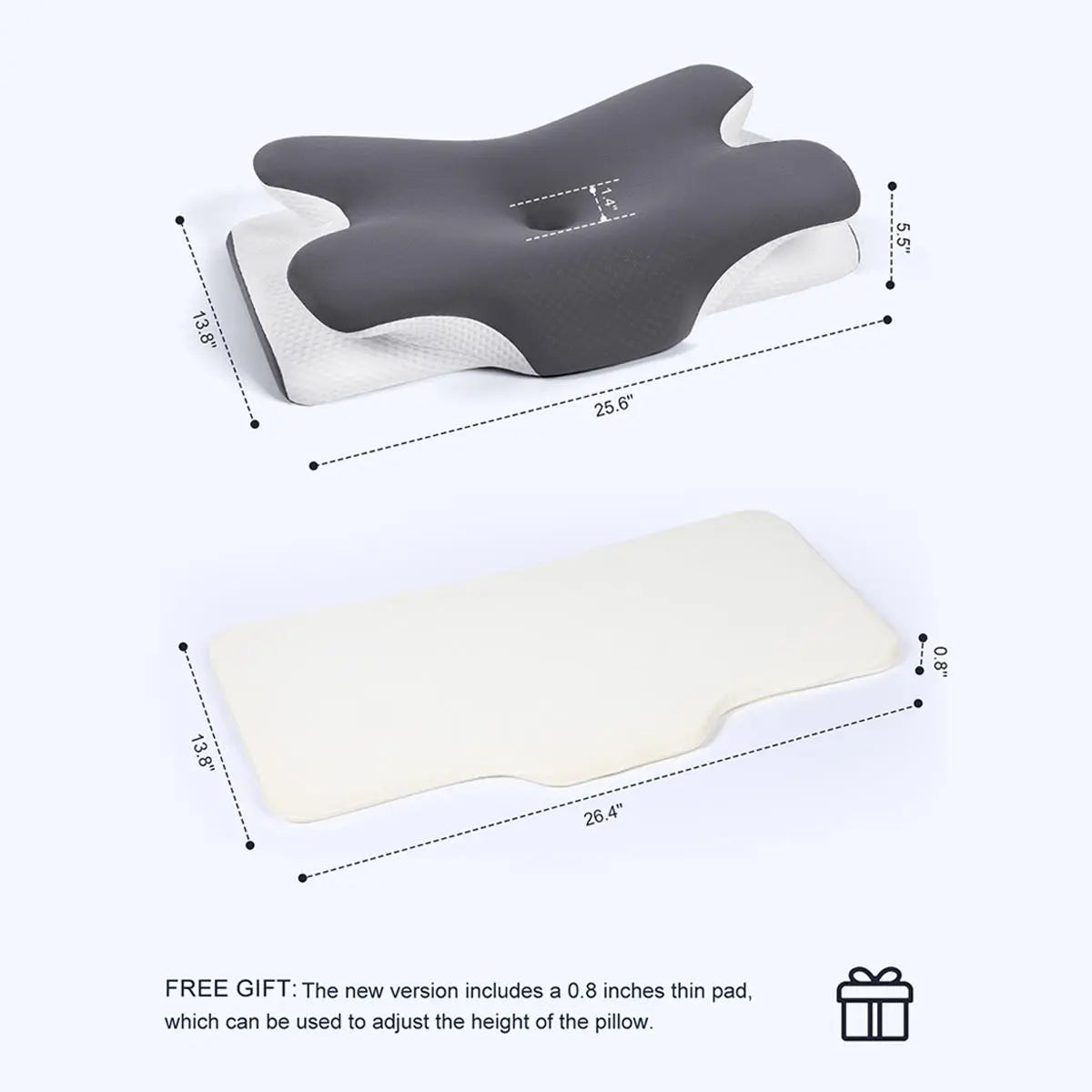 Vipfree Cooling Memory Neck Pillow, Adjustable Ergonomic Memory Foam Neck Pillows, Cervical Support