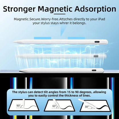 Pen for iPad (2018-2026) - High Precision, Tilt Sensitivity, Palm Rejection, Fast Charging, Magnetic Design for Note-Taking and Drawing on iPad 6-11/Air/Pro/Mini