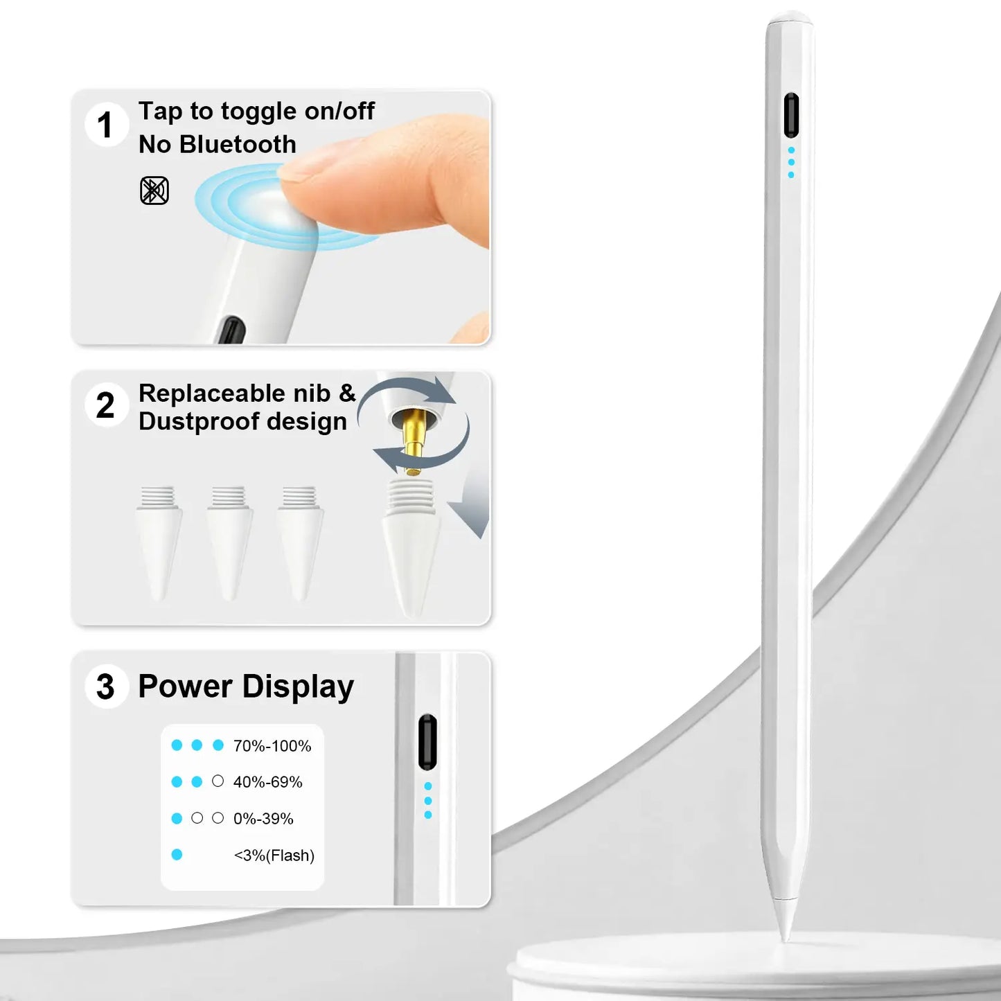 Pen for iPad (2018-2026) - High Precision, Tilt Sensitivity, Palm Rejection, Fast Charging, Magnetic Design for Note-Taking and Drawing on iPad 6-11/Air/Pro/Mini