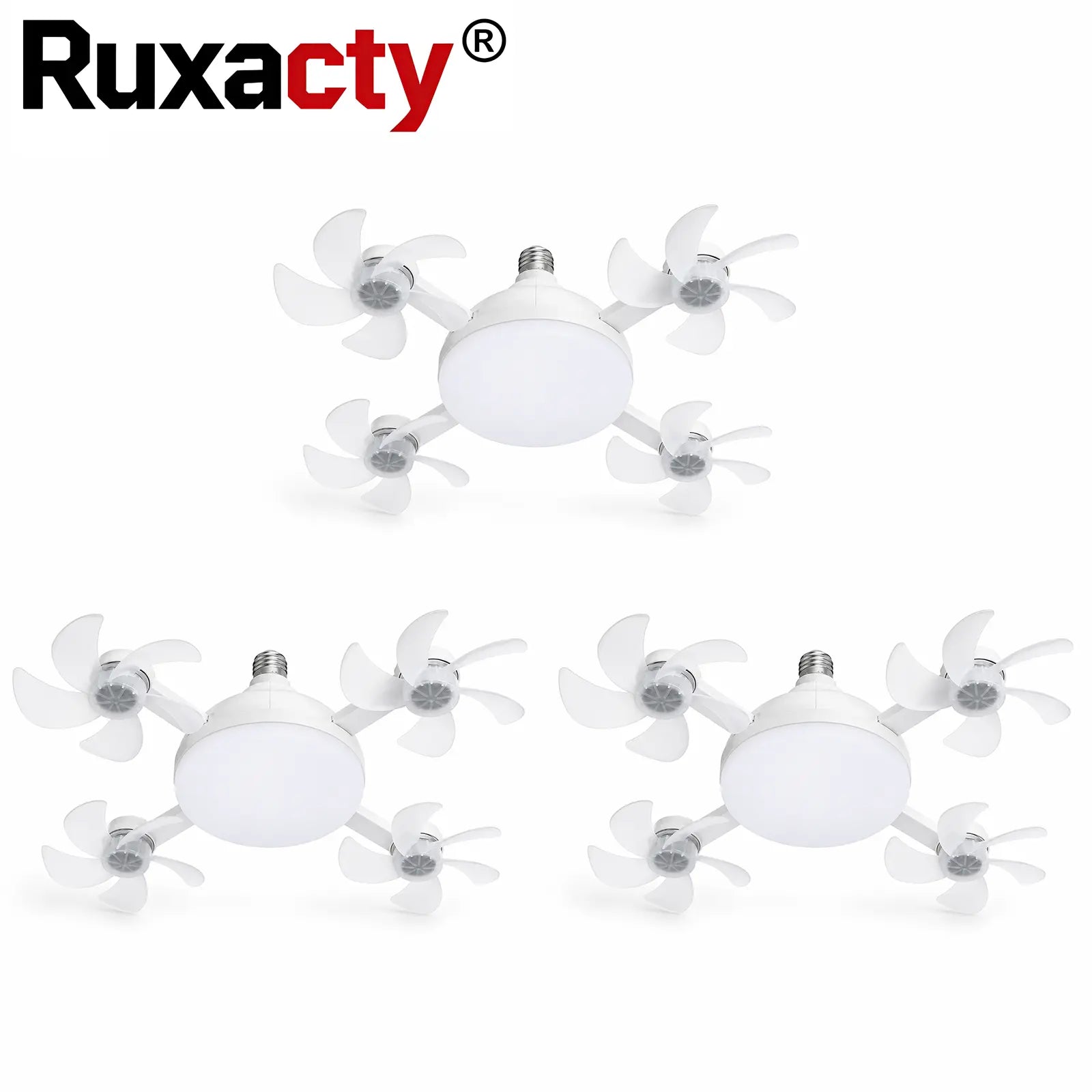 Ruxacty Screw in Ceiling Fan Light with Remote Control 19.7 Inch Foldable LED Socket Fan Light E26 Medium Base Ceiling Fan with 4 Fan Blades Quiet Airflow Bright Lighting Easy Installation for Bedroom Kitchen Garage Office and Dorm
