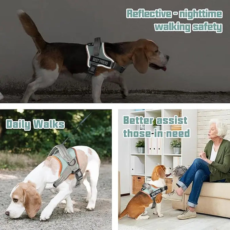 【#Summersale】Auroth No Pull Dog Harness Straps, Safety Harnesses for Dogs – Soft Padded Service Vest, Reflective, Adjustable, Easy on & off – Ideal for Walking & Training, Fits Small, Medium & Large Dogs