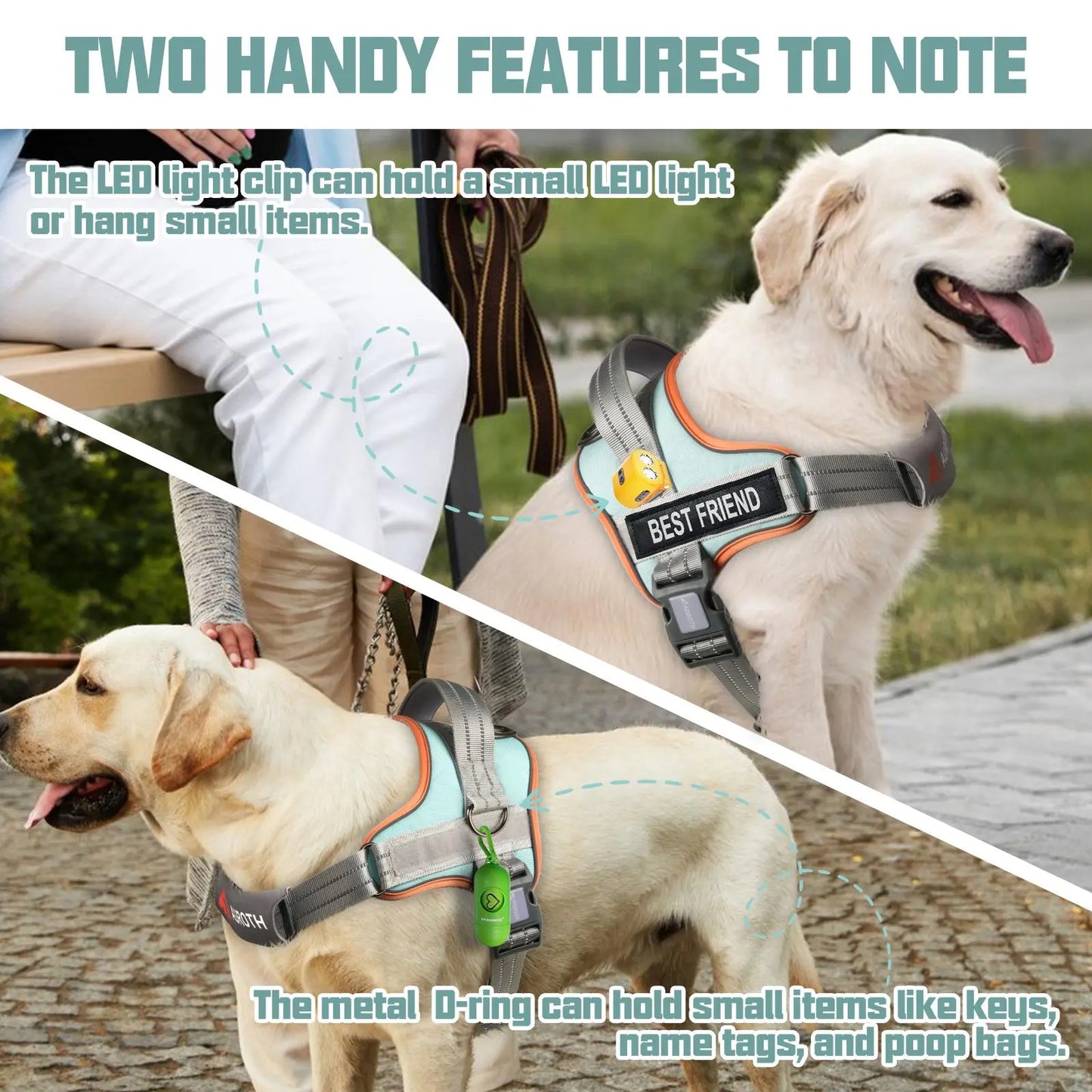 【#Summersale】Auroth No Pull Dog Harness Straps, Safety Harnesses for Dogs – Soft Padded Service Vest, Reflective, Adjustable, Easy on & off – Ideal for Walking & Training, Fits Small, Medium & Large Dogs