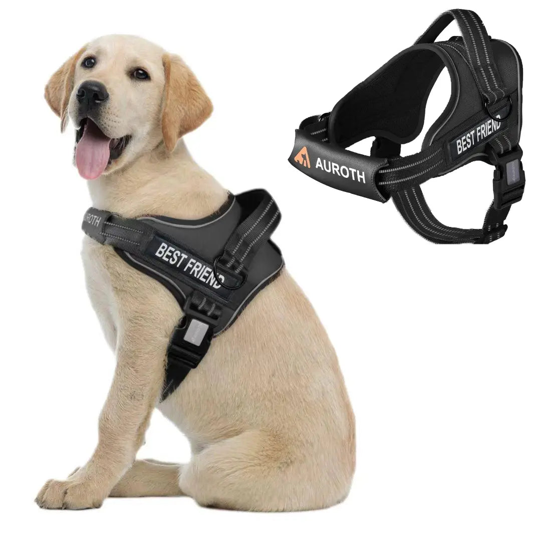 【#Summersale】Auroth No Pull Dog Harness Straps, Safety Harnesses for Dogs – Soft Padded Service Vest, Reflective, Adjustable, Easy on & off – Ideal for Walking & Training, Fits Small, Medium & Large Dogs